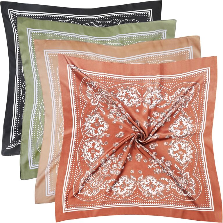 Fishinsea 4 Pcs 27.5'' x 27.5'' Satin Silk Head Scarf Hair Scarves Large Bandanas Neck Scarf for Women Girls