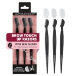 Japonesque Eyebrow Razor with Ultra-Sharp Stainless Steel Blades, for Removal of Facial Hair on Women. Also acts as a Dermaplane Razor to Remove Peach Fuzz & Exfoliate the face -Travel Cap Included