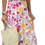ANRABESS Womens Summer Sleeveless Maxi Dress Square Neck Smocked Boho Casual Ruffle Strap Flowy A-Line Long Beach Sundress