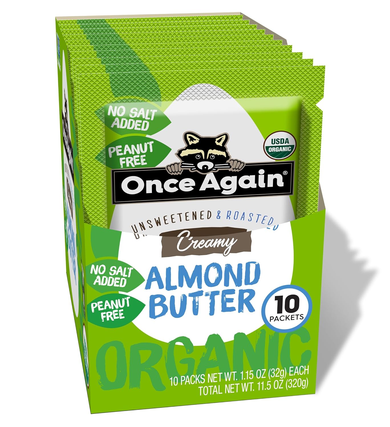Once Again Organic Almond Butter Packets, Roasted - Individual Nut Butter Packets for Snacks, Travel, Lunches - Single Serve Squeeze Packs - Vegan, Non-GMO, Gluten Free - 1.15 Ounce Packs, 10 Count Once Again Organic Almond Butter Packets, Roasted - Individual Nut Butter Packets for Snacks, Travel, Lunches - Single Serve Squeeze Packs - Vegan, Non-GMO, Gluten Free - 1.15 Ounce Packs, 10 Count