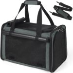 YUDODO 25lbs Cat Carrier Lightproof Soft Sided Pet Carrier for Large Cat & Small Dog Airline Approved Travel Puppy Carriers with Side Pockets & Reflective Mesh Foldable Portable for Outdoor Grey Green