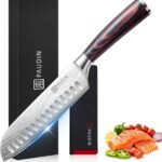 PAUDIN 7" Santoku Japanese Chef Knife  Forged High Carbon German Stainless Steel (582 HRC)  Ultra Sharp Razor Edge & Long-Lasting  Ergonomic Pakkawood Handle  Gift for Home Cook & Pro Chef