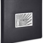 Old Town Bonded Leather Photo Album, Large Leather Scrapbook, Expandable Scrapbook Album 12x12 Double-Sided White Paper Pages and Optically Clear Pockets, Faux Suede Lining, Black
