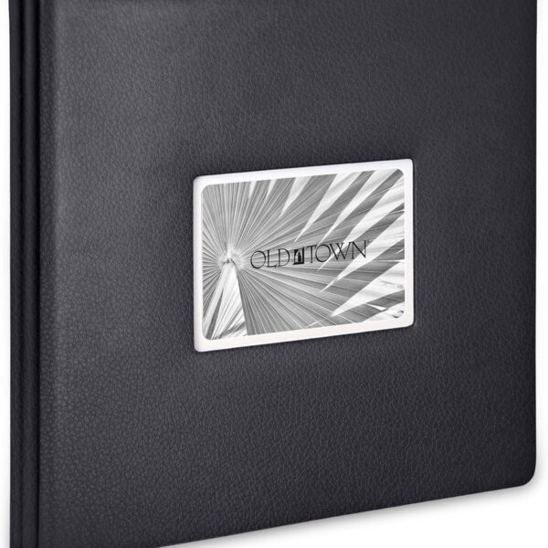 Old Town Bonded Leather Photo Album, Large Leather Scrapbook, Expandable Scrapbook Album 12x12 Double-Sided White Paper Pages and Optically Clear Pockets, Faux Suede Lining, Black
