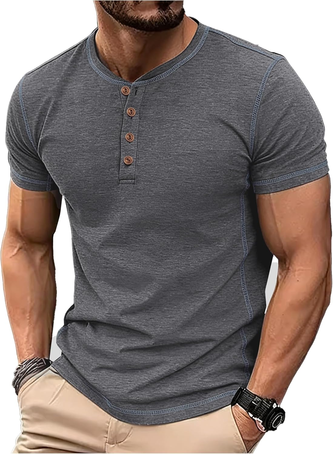 PEGENO Men's Henley Shirts Short Sleeve Casual Cotton T-Shirts Summer Button T Shirts PEGENO Men's Henley Shirts Short Sleeve Casual Cotton T-Shirts Summer Button T Shirts