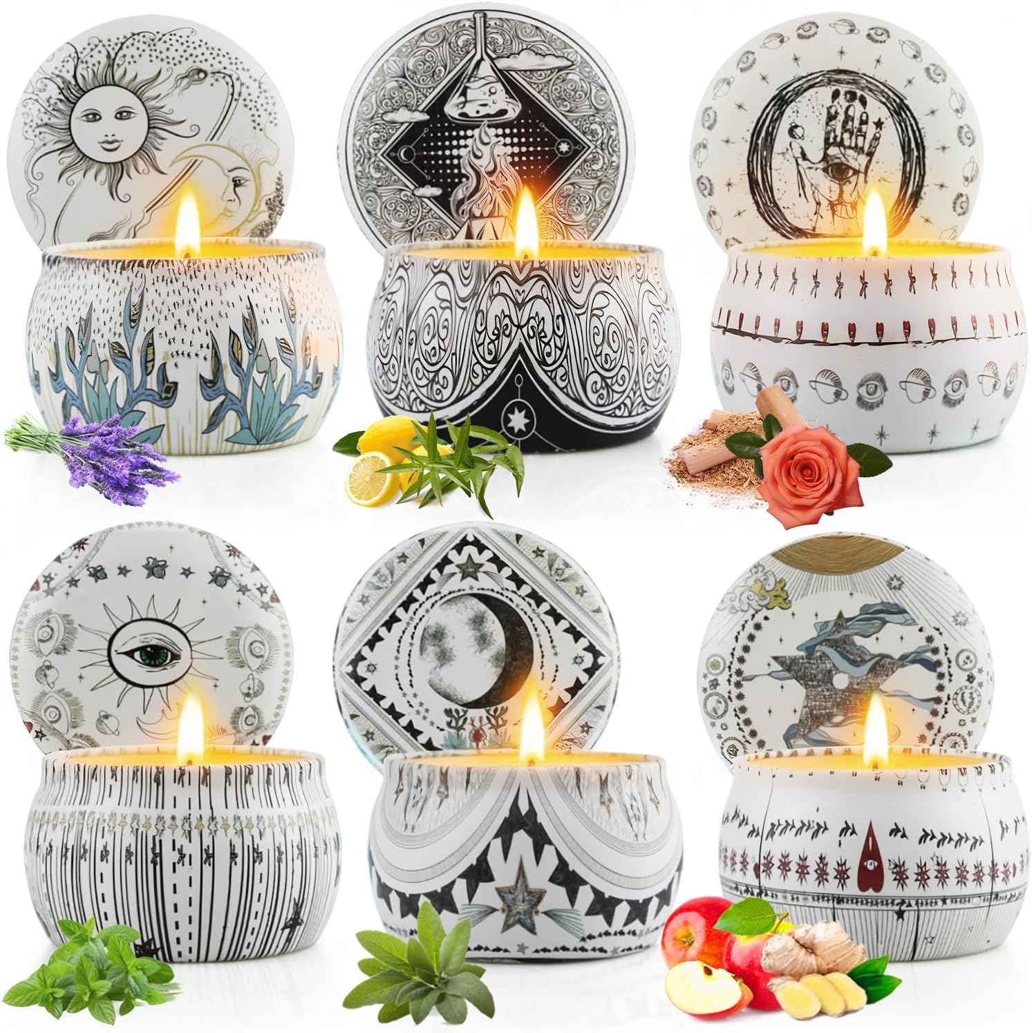 Candle Set for Women Gift, Scented Candles, 6 Pack Large Natural Soy Wax Candles in Tins, Stress Relief Gifts for Women, Aromatherapy Candle, 5.7oz Each, 30-35 Hr Burn, Ideal Gifts for Mom Birthday Candle Set for Women Gift, Scented Candles, 6 Pack Large Natural Soy Wax Candles in Tins, Stress Relief Gifts for Women, Aromatherapy Candle, 5.7oz Each, 30-35 Hr Burn, Ideal Gifts for Mom Birthday