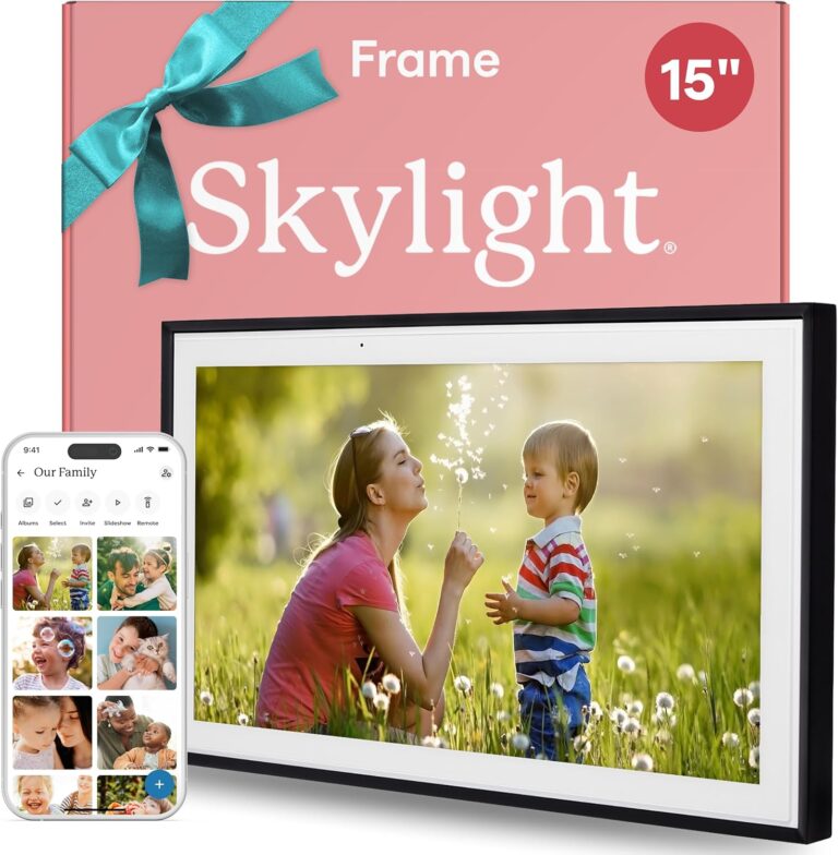 Skylight Digital Picture Frame: 15 Inch WiFi Enabled with Load from Phone Capability, Touch Screen Digital Photo Frame Display - Customizable Gift for Friends and Family - Black