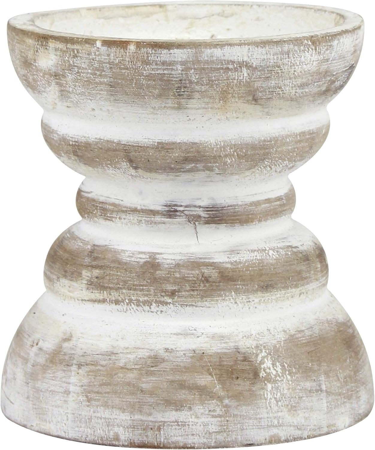 Stonebriar Antique White Wooden Pillar Candle Holder, Vintage Seaside Pillar Stand for Dining Table Centerpiece, Coffee Table, Mantel, Or Any Table Top, Small Stonebriar Antique White Wooden Pillar Candle Holder, Vintage Seaside Pillar Stand for Dining Table Centerpiece, Coffee Table, Mantel, Or Any Table Top, Small