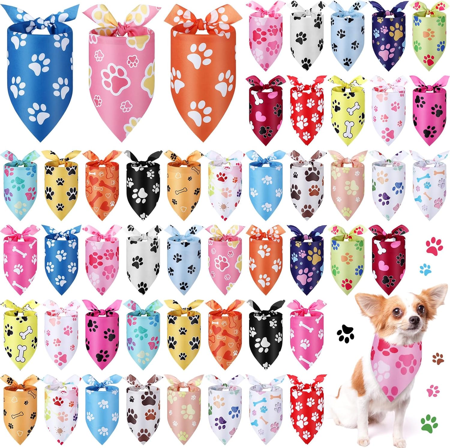 Abbylike 100 Pcs Paw Print Dog Bandanas Bulk Cute Footprint Bandanas for Dogs Triangle Kerchief Bib Scarf for Pets Halloween Party Costume Photo Props Daily Accessories Pet Shops (25.6 x 17.7 x 17.7) Abbylike 100 Pcs Paw Print Dog Bandanas Bulk Cute Footprint Bandanas for Dogs Triangle Kerchief Bib Scarf for Pets Halloween Party Costume Photo Props Daily Accessories Pet Shops (25.6 x 17.7 x 17.7)
