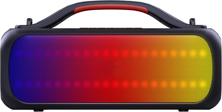 Supersonic IQ Sound IQ-3535RGB 2.0CH Portable Bluetooth Speaker with RGB Panel, IPX5 Water Resistance, TWS, Voice Control, FM Radio, USB Input, line-in Function, and Rechargeable Battery