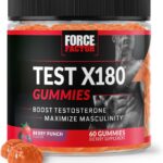 Force Factor Test X180 Gummies Testosterone Booster for Men with Tongkat Ali, Horny Goat Weed, Tribulus Terrestris, Fenugreek, & Black Maca, Testosterone Supplement for Men, Berry Punch, 60 Gummies