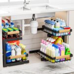 ADBIU Under Sink Organizer XL Size, 2 Packs 2 Tier Expandable Height (13.5" - 17.5") Under-Sink Organizers Slide out Pull out Bathroom Kitchen Organizers And Storage