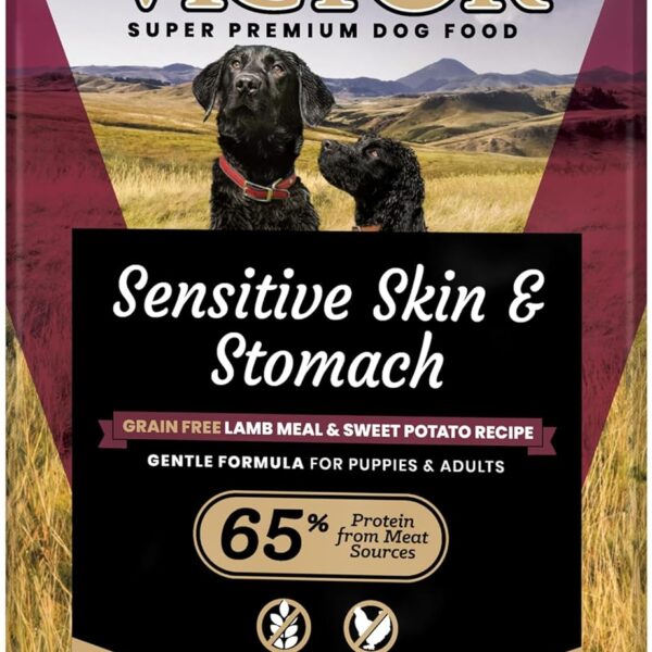 VICTOR Super Premium Dog Food Sensitive Skin and Stomach Grain Free Lamb Meal and Sweet Potato Recipe Dry Kibble Gluten Free, No Chicken, Ideal for Dogs with Allergies Adult and Puppy Food, 30 lb