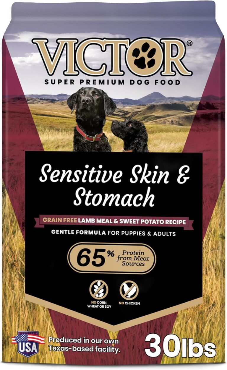 VICTOR Super Premium Dog Food Sensitive Skin and Stomach Grain Free Lamb Meal and Sweet Potato Recipe Dry Kibble Gluten Free, No Chicken, Ideal for Dogs with Allergies  Adult and Puppy Food, 30 lb