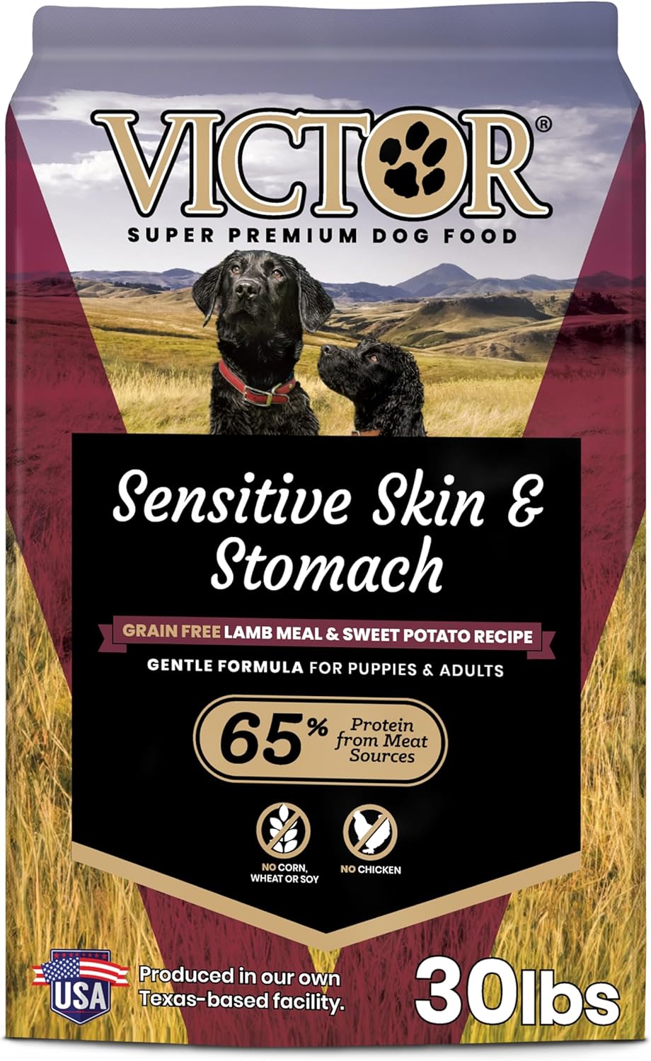 VICTOR Super Premium Dog Food Sensitive Skin and Stomach Grain Free Lamb Meal and Sweet Potato Recipe Dry Kibble Gluten Free, No Chicken, Ideal for Dogs with Allergies Adult and Puppy Food, 30 lb VICTOR Super Premium Dog Food Sensitive Skin and Stomach Grain Free Lamb Meal and Sweet Potato Recipe Dry Kibble Gluten Free, No Chicken, Ideal for Dogs with Allergies Adult and Puppy Food, 30 lb
