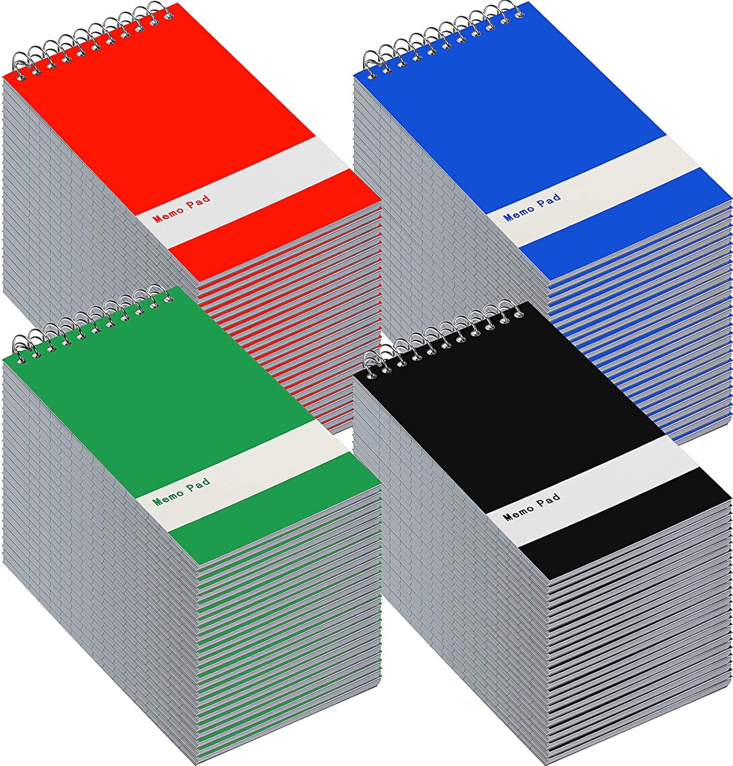 Thenshop 100 Pads Spiral Memo Pads Bulk 3 x 5 Inch Small Pocket Notepad Top Bound Lined 60 Sheets Mini Notebooks for School College Office Home Supplies (Black,Green,Dark Blue,Red) Thenshop 100 Pads Spiral Memo Pads Bulk 3 x 5 Inch Small Pocket Notepad Top Bound Lined 60 Sheets Mini Notebooks for School College Office Home Supplies (Black,Green,Dark Blue,Red)