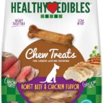 Nylabone Healthy Edibles Natural Dog Chews, Long Lasting Bones for Dogs, Roast Beef & Chicken Flavor Dog Treats, Small (12 Count)