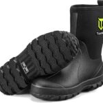 TIDEWE Rubber Boots for Men, 5.5mm Neoprene Insulated Rain Boots with Steel Shank, Waterproof Mid Calf Hunting Boots, Sturdy Rubber Work Boots for Farming Gardening Fishing