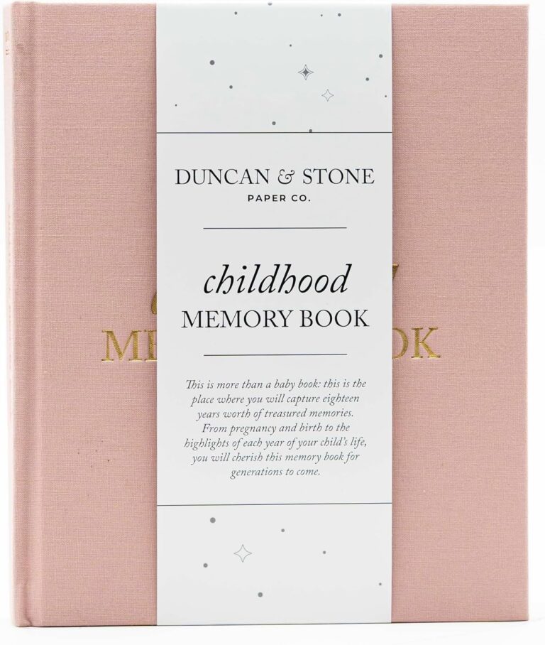 Childhood Memory Book - Baby Registry Search For Kids Till Age 18 W/Guided Prompts & More - Photo Album For Boy and Girl (175 Pages, Rose)