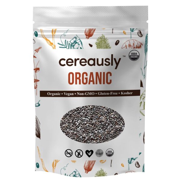 Organic Black Chia Seeds 4 lb Bulk High Fiber Omega-3 Superfood, Non-GMO, Gluten Free, Vegan, Kosher, Whole Chia Seeds for Smoothies, Chia Pudding, Overnight Oats & Baking Cereausly