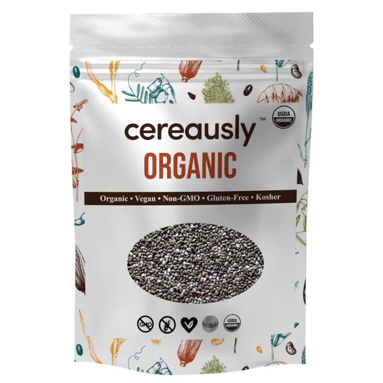Organic Black Chia Seeds 4 lb Bulk  High Fiber Omega-3 Superfood, Non-GMO, Gluten Free, Vegan, Kosher, Whole Chia Seeds for Smoothies, Chia Pudding, Overnight Oats & Baking  Cereausly