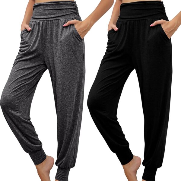 Locoowai 2 Pack Women's Yoga Joggers, Cozy Sweatpants with Pockets Casual Loose Comfy High Waisted Lounge Pants