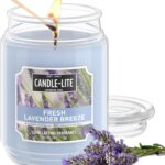 Candle-lite Scented Candles, Fresh Lavender Breeze, 18 oz Jar, Proudly Poured in The USA, Aromatherapy Candle, Single-Wick with 110 Hours of Burn Time, Perfect for Creating a Relaxing Ambiance