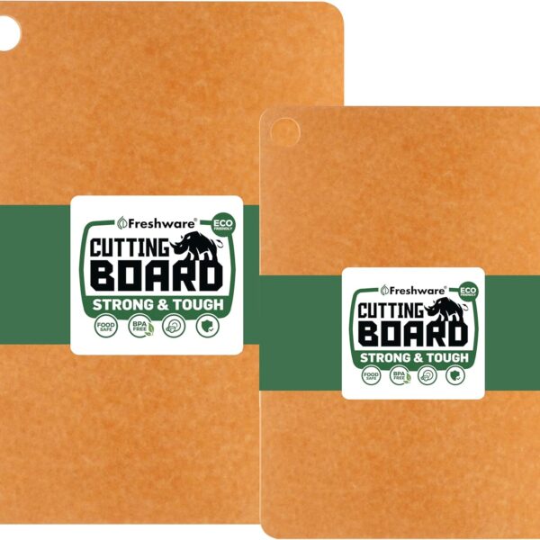 Freshware Wood Cutting Boards for Kitchen, Dishwasher Safe, Medium 12" x 9" and Large, 15" x 11.25", Set of 2, Natural