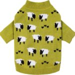 Fitwarm Funny Sheep Dog Sweater, Thermal Winter Clothes for Small Dogs, Boy, Girl - Dog Holiday Pullover Jumper, Pet Outfit - Black, Green, White, S