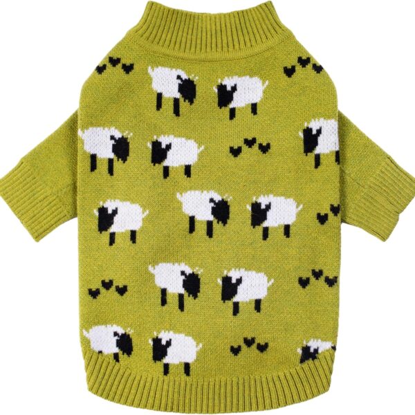 Fitwarm Funny Sheep Dog Sweater, Thermal Winter Clothes for Small Dogs, Boy, Girl - Dog Holiday Pullover Jumper, Pet Outfit - Black, Green, White, S