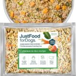 JustFoodForDogs Frozen Fresh Dog Food, Complete Meal or Topper, Chicken & Rice Human Grade Recipe, 18 oz (Pack of 7)