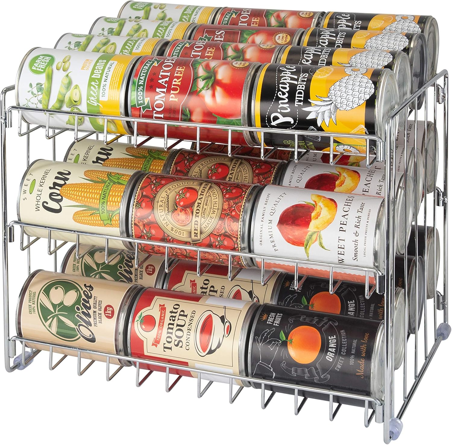 Kitchen Details 3 Tier Can Organizer | Chrome Steel Canned Food Storage Rack | Holds 36 Cans | Space-Saving Pantry & Cabinet Storage Solution | Easy Access to Canned Goods | Freestanding Design Kitchen Details 3 Tier Can Organizer | Chrome Steel Canned Food Storage Rack | Holds 36 Cans | Space-Saving Pantry & Cabinet Storage Solution | Easy Access to Canned Goods | Freestanding Design