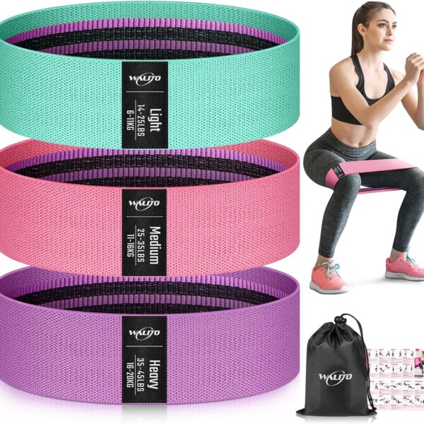 WALITO Resistance Bands for Working Out, Fabric Exercise Bands for Legs and Butt, Workout Bands for Women and Men, Booty Band for Yoga Starter Set, Pilates, Rehab, Fitness and Home Workout