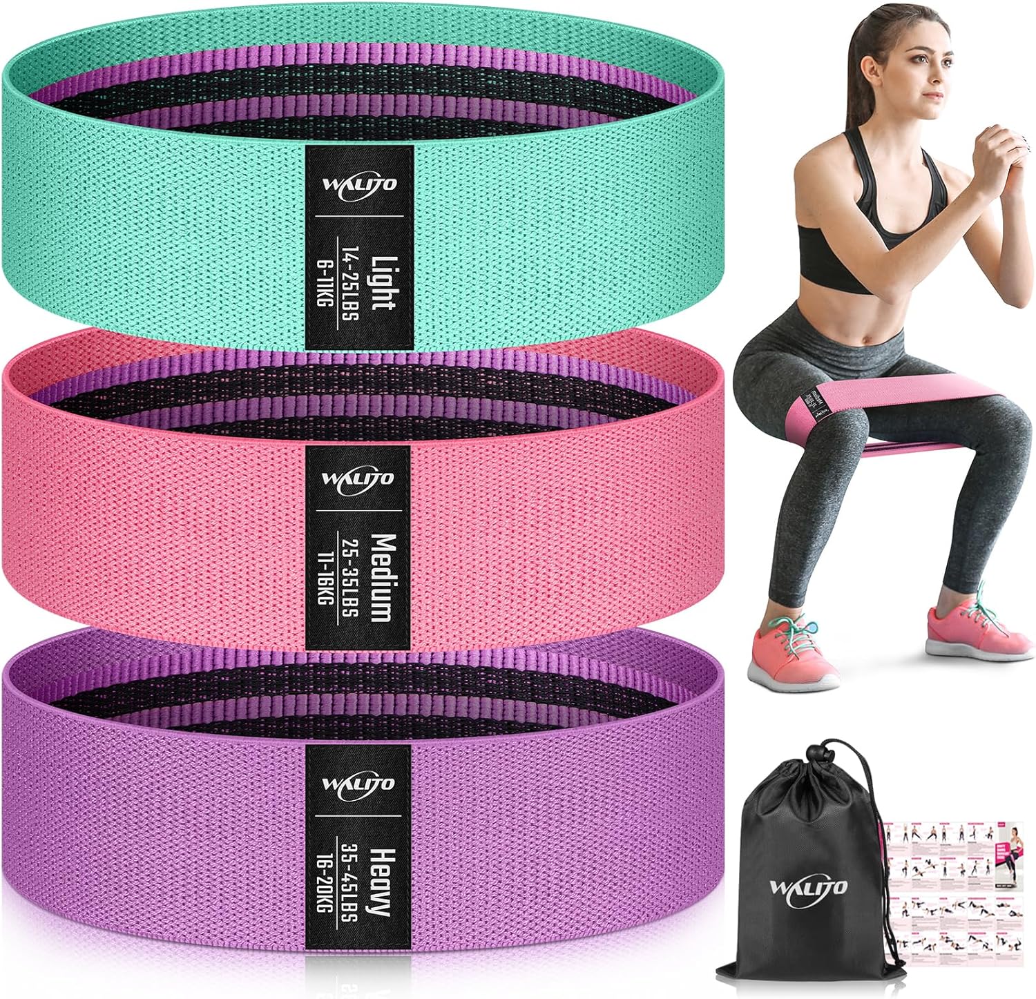 WALITO Resistance Bands for Working Out, Fabric Exercise Bands for Legs and Butt, Workout Bands for Women and Men, Booty Band for Yoga Starter Set, Pilates, Rehab, Fitness and Home Workout WALITO Resistance Bands for Working Out, Fabric Exercise Bands for Legs and Butt, Workout Bands for Women and Men, Booty Band for Yoga Starter Set, Pilates, Rehab, Fitness and Home Workout