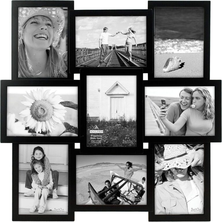 Malden International Designs 5 x 7 9-Opening Dimensional Collage Photo Wall Frame, Black