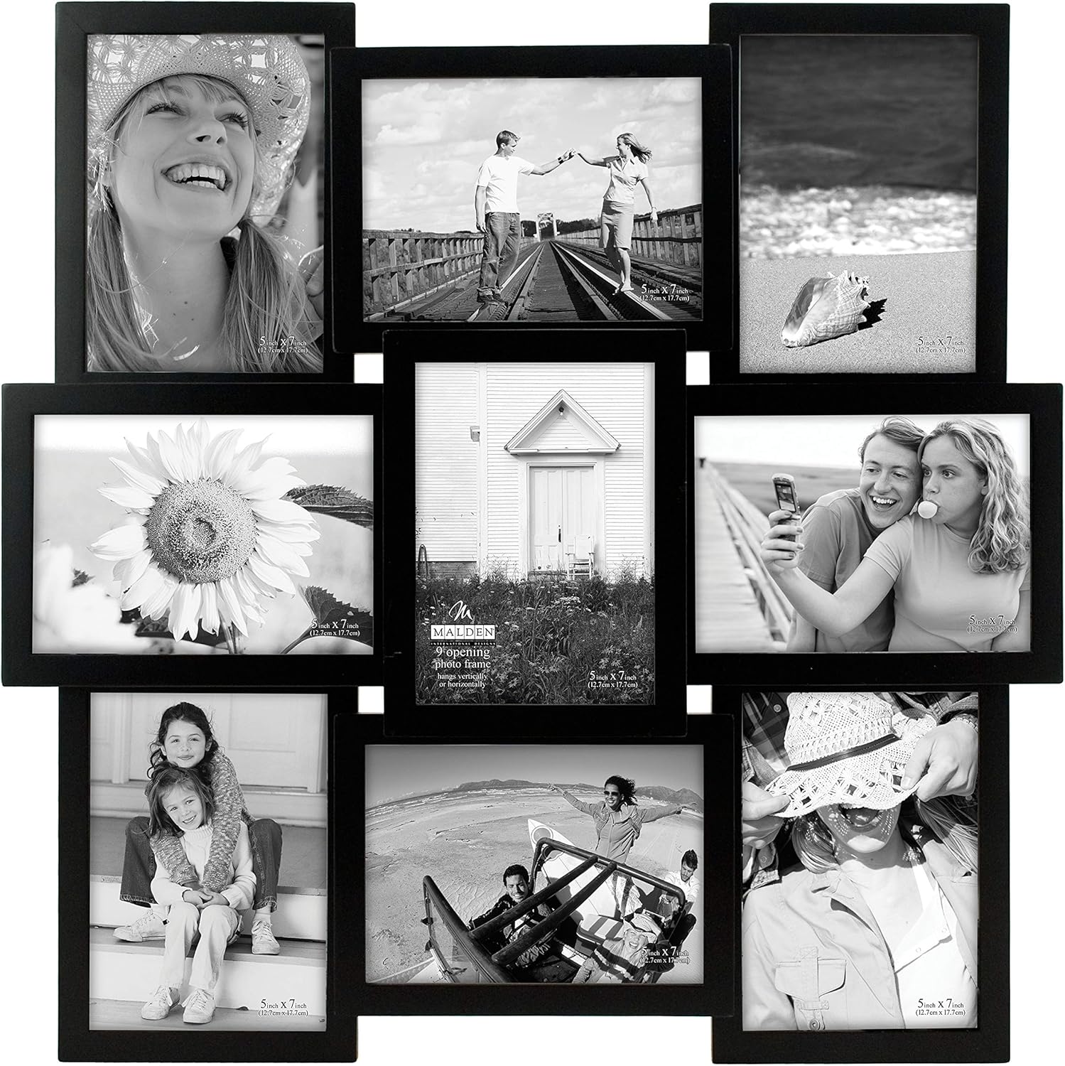 Malden International Designs 5 x 7 9-Opening Dimensional Collage Photo Wall Frame, Black Malden International Designs 5 x 7 9-Opening Dimensional Collage Photo Wall Frame, Black