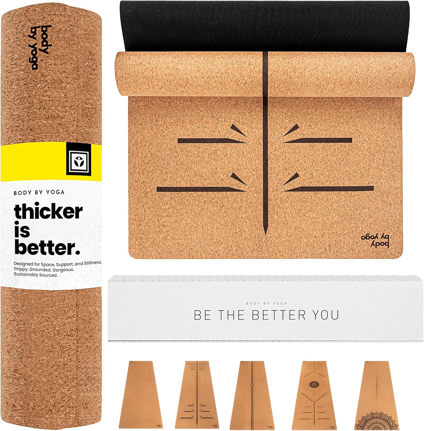 Luxury Cork Yoga Mat - Non Slip, Extra Thick Grip. Thicker, Longer, and Wider for More Comfort and Support. Tough Enough For Hot Yoga. Natural, Non Toxic, and Eco Friendly. Optional Alignment Lines. Luxury Cork Yoga Mat - Non Slip, Extra Thick Grip. Thicker, Longer, and Wider for More Comfort and Support. Tough Enough For Hot Yoga. Natural, Non Toxic, and Eco Friendly. Optional Alignment Lines.