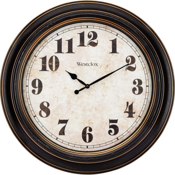 Westclox Traditional Large Wall Clock Battery-Operated Clock for Living Room, Bedroom, Office | Ideal Housewarming Gift (20 Inch, Rustwood)