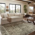 Loloi Magnolia Home by Joanna Gaines Sinclair Collection SIN-01 Pebble/Taupe 7'-6" x 9'-6", .25" Pile Height, Machine Washable, Area Rug