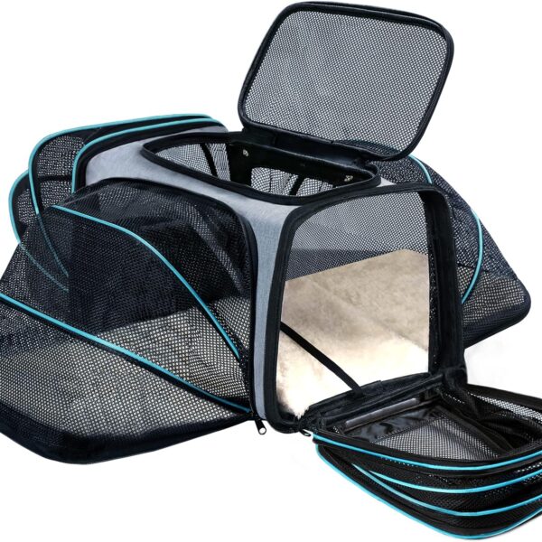 Cat/Dog Airline Approved Expandable Pet Carrier for Small Pets - Removable Pad, Pockets, TSA Compliant