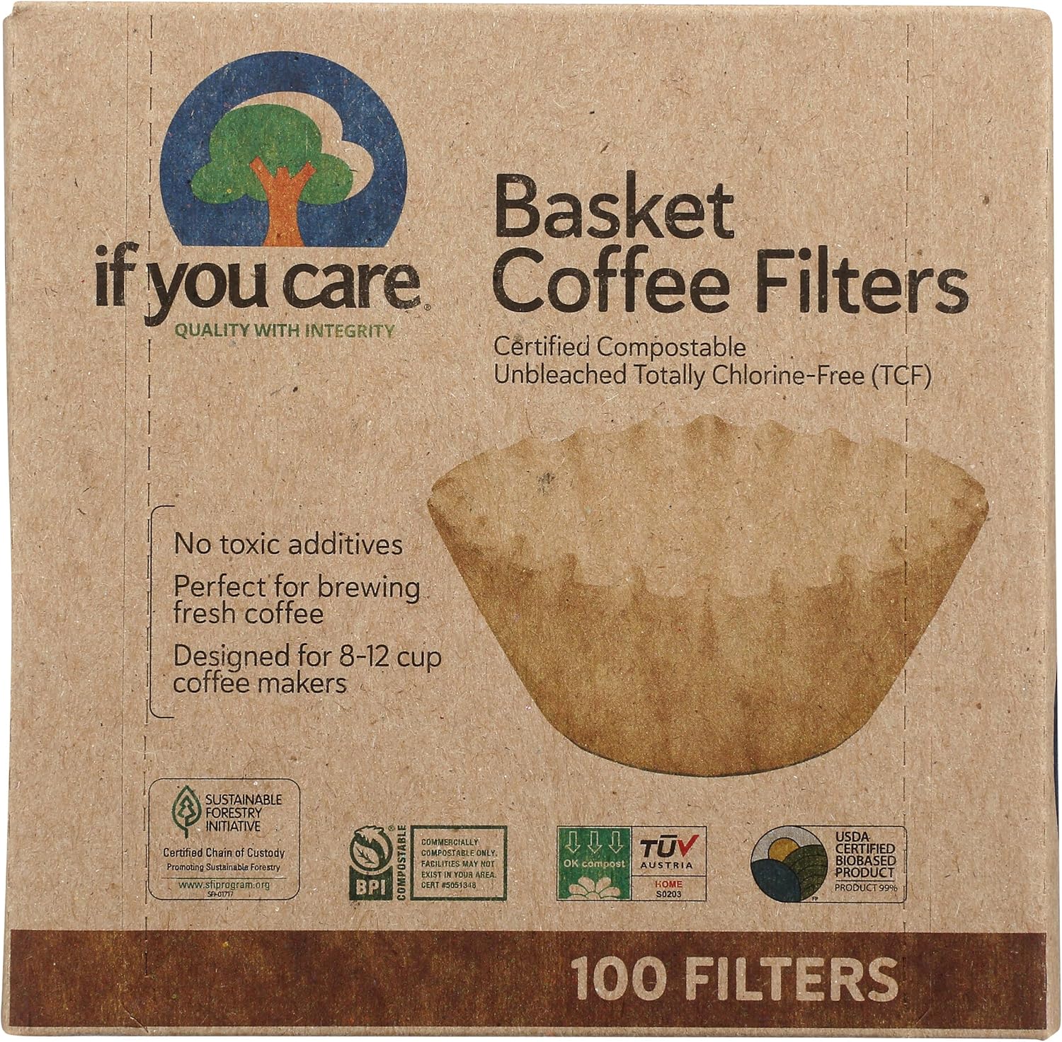 If You Care Coffee Filter Baskets ( 1x100 CT ), Fits 8-12 Cup Drip Coffee Makers If You Care Coffee Filter Baskets ( 1x100 CT ), Fits 8-12 Cup Drip Coffee Makers