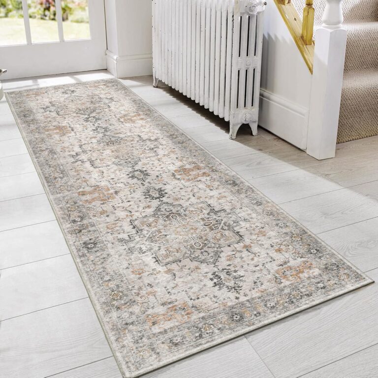 GENIMO Runner Rug 2x5 Non Slip Machine Washable Vintage Hallway Runner Rug, Low Pile Lightweight Rugs for Entryway, Hallway, Kitchen and Corridor, Light Taupe Brown