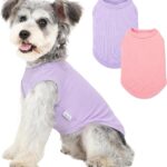 2 Pack Dog Clothes for Small Dogs Summer Dog Shirts Girl Boy Puppy T-Shirts Vest Blank Soft and Cool Pet Clothing Sleeveless Medium Large Dog Outfit Lightweight (Purple+L-Pink, X-Small)