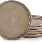 vancasso PLAYA Dinner Plates Set of 6, 10.25 Inch Ceramic Plates, Microwave, Oven and Dishwasher Safe Plates, Brown