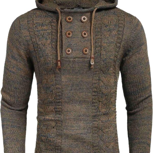 COOFANDY Mens Knit Pullover Hoodies Casual Long Sleeve Turtleneck Sweaters Slim Fit Hooded Sweatshirts