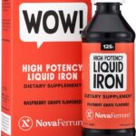 NovaFerrum Wow, 125 High Potency Liquid Iron Supplement for Adults, Iron Deficiency, 125mg of Iron Per 5mL Dose, Vegan Verified, Gluten Free Certified, Sugar Free