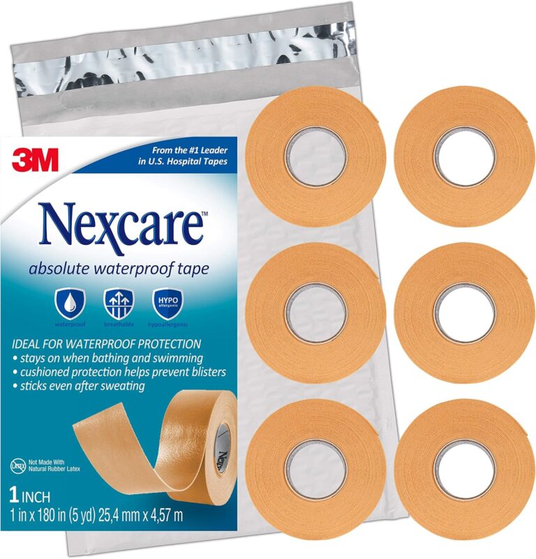 Nexcare Absolute Waterproof Tape, Flexible Foam Medical Tape, Secures Dressing and Keeps Wounds Dry - 1 In x 5 Yds, 6 Rolls of Tape