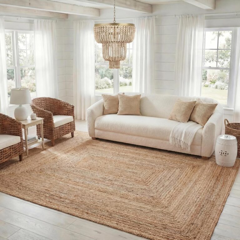 SAFAVIEH Area Rug 9x12 - Cape Cod Collection - Large - Natural Brown, Handmade Braided Flat Weave Jute (CAP252A)