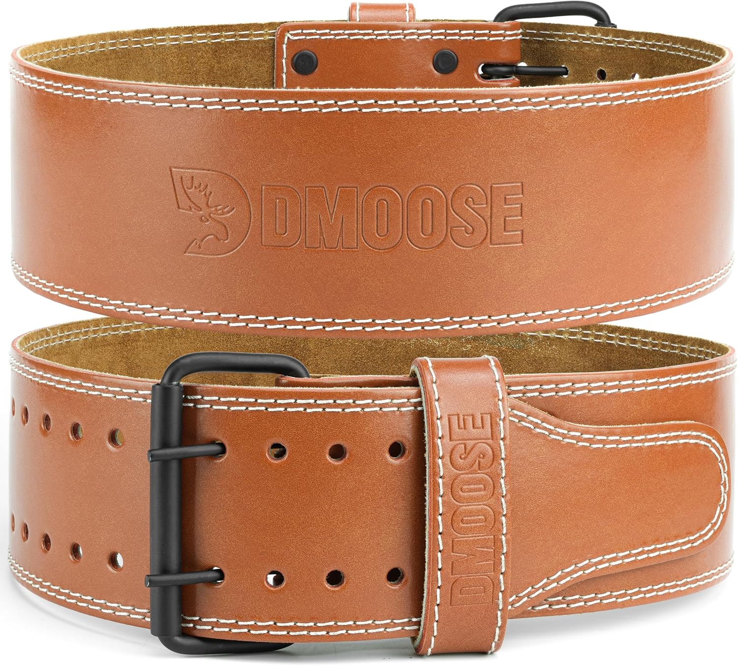 DMoose Fitness Weight Lifting Belt for Lower Back Support - 5mm Thick Genuine Leather Gym Belt for Squats, Deadlifts & Powerlifting - Double Prong Buckle with 10 Holes Adjustability for Men & Women DMoose Fitness Weight Lifting Belt for Lower Back Support - 5mm Thick Genuine Leather Gym Belt for Squats, Deadlifts & Powerlifting - Double Prong Buckle with 10 Holes Adjustability for Men & Women