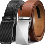 Zitahli Ratchet Belt for Men - 2 Packs Leather Mens belt For Gift Men Dress and Casual,Trim to Fit